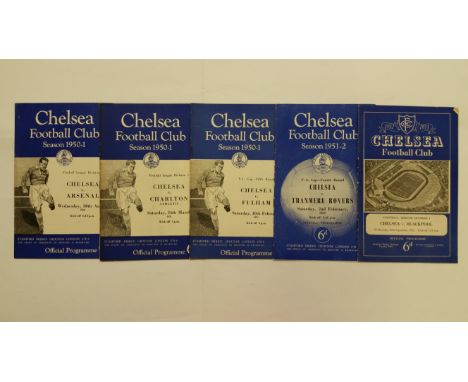 FOOTBALL, Chelsea home programmes, 1950s, inc. Arsenal (2), Fulham, West Brom, Derby, Tottenham Hotspur, Tranmere, Blackpool,