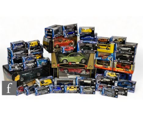 An assorted collection of Maisto diecast models, various scales, to include a 1:18 scale Morgan Aero 8, Rangers Football Club