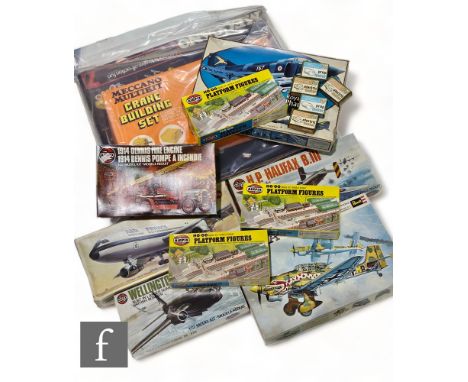A collection of boxed plastic model kits, to include seven Airfix and two Revell examples of Military and Railway related, to