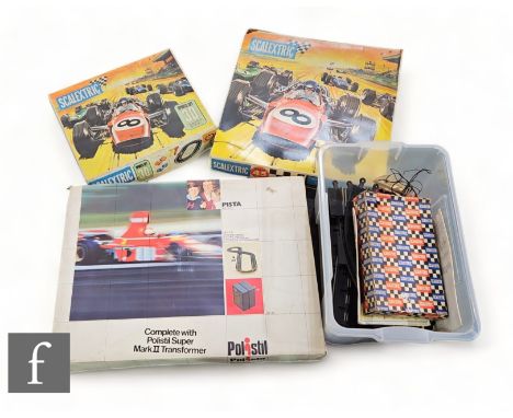 A collection of slot cars, comprising Scalextric Rally Set 45, Scalextric Sports Set 30, Polistil A3 Set, together with a Sca