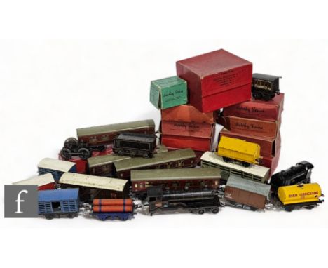 A boxed Bowman O gauge open wagon, together with an assorted collection of O gauge models, including Hornby, Chad Valley and 
