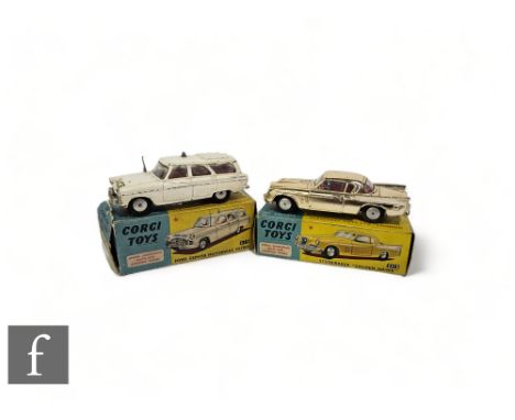 Two Corgi diecast models,&nbsp;211S Studebaker Golden Hawk with gold plated finish, off white flashes, red interior and flat 