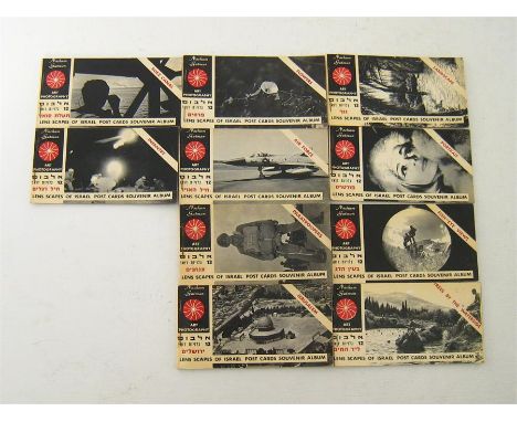 Ten “Lens Scapes of Israel Post Cards Souvenir Albums”  by Nachum Gutman, “Suez Canal”, “Infantry”, “Partatroopers”, “Air For