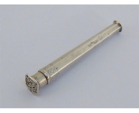 A Dutch silver sealing wax holder or bodkin case, maker’s mark inside cover, possibly for Willem Rosier of Amsterdam, circa 1