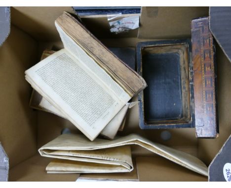 Inlaid walnut tea caddy : together with three ancient books, The beauties' of history by L M Stretch , plus another book date