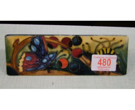 Moorcroft Hartgring pattern triangular name plaque: first in quality. 