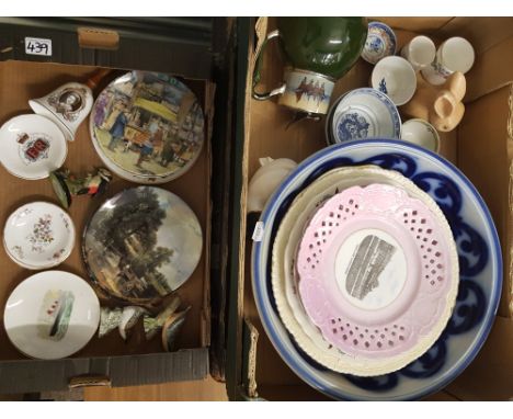 A collection of mixed ceramic items: Royal Doulton wall plates, Spode plates, Davenport wall plates, large blue &amp; white b