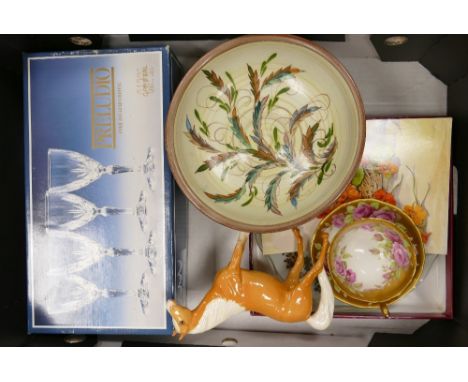 A mixed collection of items to include: Damaged Beswick Palomino Horse, Studio Pottery Bowl (nip to rim) floral decorated Add