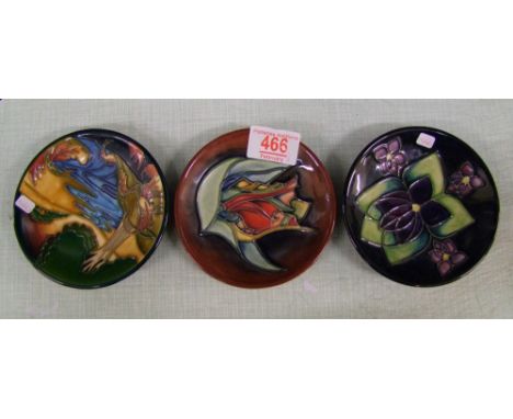 Three Moorcroft coasters Red Tulips, Violets and  landscape patterns: first in quality. 
