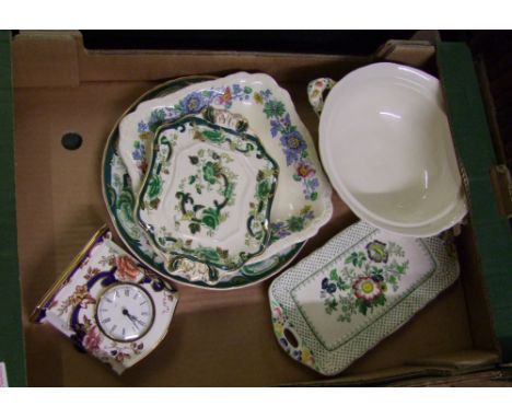 A collection of Mason's ceramic items: bowl, clock etc (1 tray). 