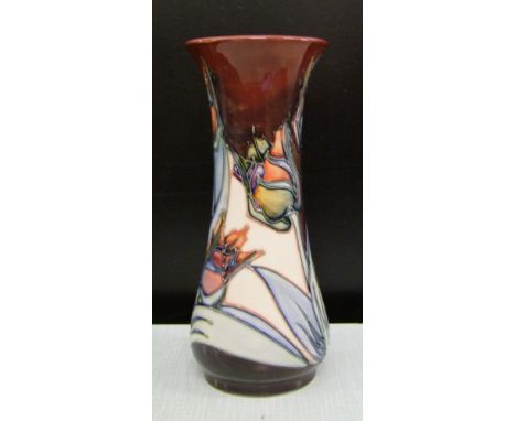 Moorcroft Iris pattern vase: 20.5cm in height, first in quality. 