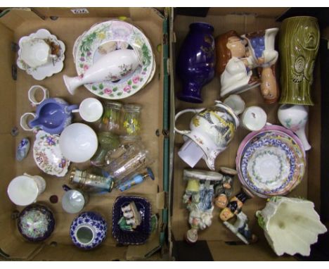 A collection of ceramic items to include; Tetley tea folk money boxes, Royal Albert vase, Coalport planter etc (2 trays) 