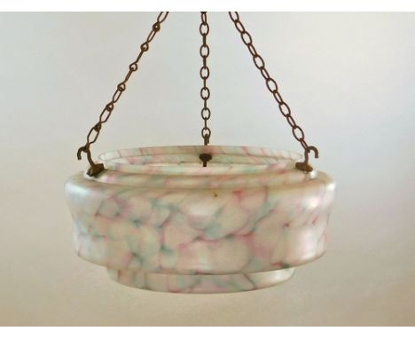 LAMPBOWL. A pink/white/blue marbled glass bowl lamp shade.Condition: No damage.SHIPPING IS NOT AVAILABLE FOR THIS LOT due to 