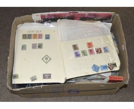 WORLD STAMPS, a carton including Great Britain first day covers, Royalty issues, packets and pages, Tram photos and booklets,