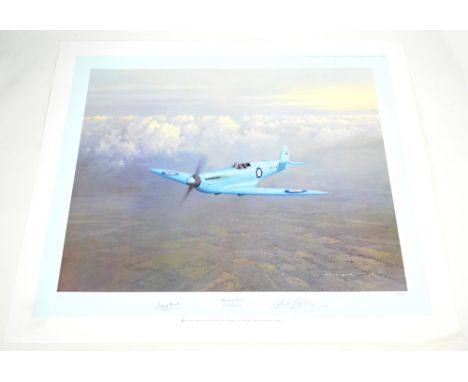 GERALD COULSON (born 1926); signed coloured limited edition print, "Birth of a Legend", signed by pilot Geoffrey O'Neill, 15/