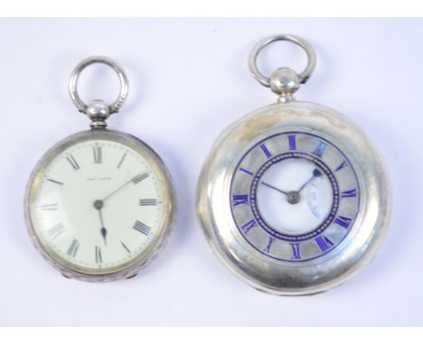 THOMAS LARGE; a silver open face key wind fob watch, the circular dial set with Roman numerals, inscribed "Thos Large", the i