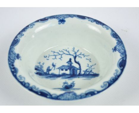 A First Period Worcester Dr John Wall porcelain "The Bare Tree and Speared Bird" pattern decorated patty pan, c.1757, with wo