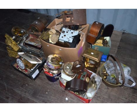 A large quantity of various clock and watch parts, movements, case, dials, etc. CONDITION REPORT: Due to the quantity and wei