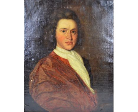 18TH CENTURY ENGLISH SCHOOL: oil on canvas, portrait of a gentleman, unsigned, 68 x 55cm, framed. CONDITION REPORT: Extensive