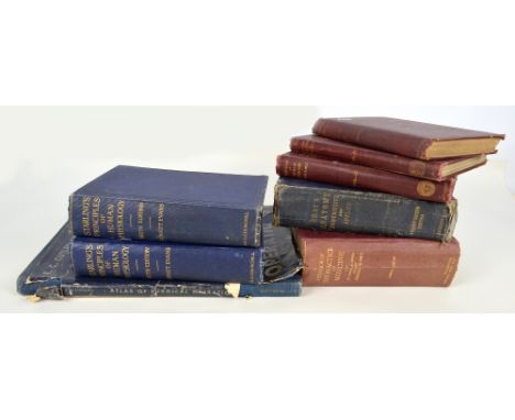 A collection of medical books, including Gray's Anatomy, Descriptive and Applied, 22nd edition, a textbook of the practice of