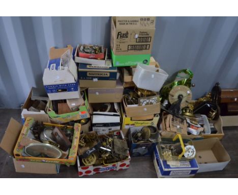 A large quantity of various clock and watch parts, movements, case, dials, etc. CONDITION REPORT: Due to the quantity and wei