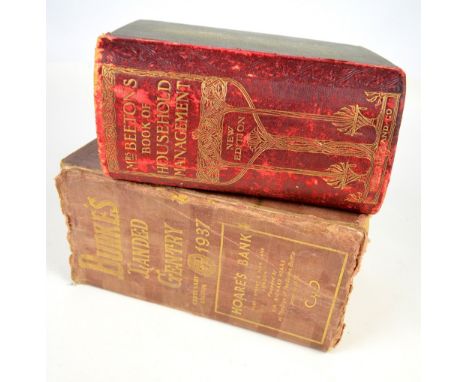 BEETON, MRS.; "Book of Household Management, A Guide to Cookery in All Branches", issued by Ward, Lock & Co Ltd, London 1906,