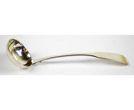 JOHN MURRAY (OR JOHN MUIR); a George IV hallmarked silver fiddle pattern sauce ladle with circular bowl, Glasgow 1827, length