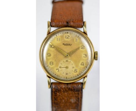 ROTARY; a 9ct gold cased gentleman's manual wind wristwatch, the circular dial set with Arabic numerals and subsidiary second