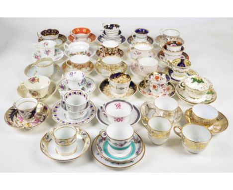 A quantity of 19th century and later tea cups, saucers, and trios. CONDITION REPORT: Due to quantity of items in this lot and