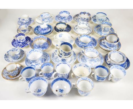 A quantity of 19th and 20th century tea cups, tea bowls, coffee cans and saucers, to include Harris and Goodwin, Rathbone and