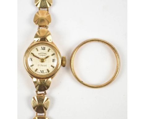 ROTARY; a 1960's 9ct yellow gold cased manual wind lady's cocktail wristwatch, the circular dial set with Roman and baton num