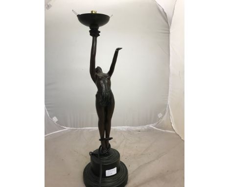 A bronzed Art Deco-style lady lamp