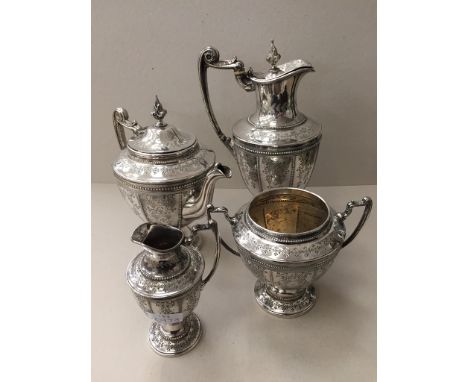 A late Victorian four-piece silver-plated tea service