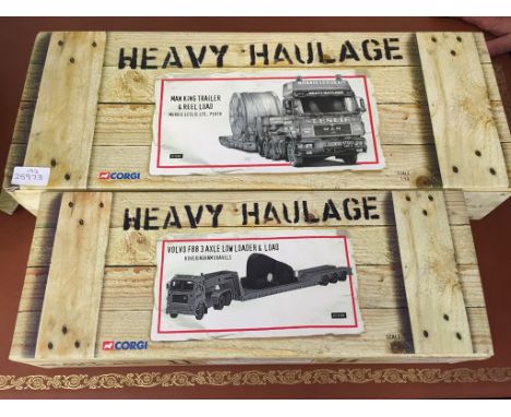 A boxed Corgi heavy haulage Man King trailer and reel load; together with a boxed Corgi heavy haulage Volvo F88 3-axle low lo