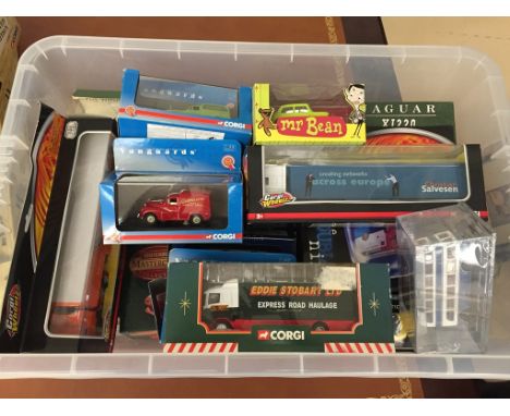 A box of boxed diecast to inc mainly Corgi examples