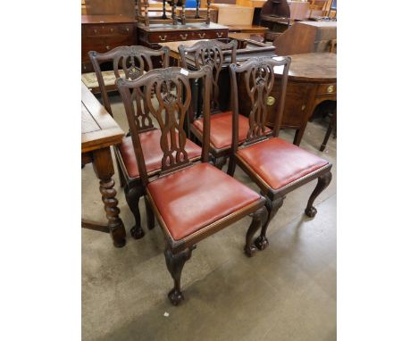 A set of four Chippendale style mahogany dining chairs 
