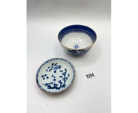 Small Blue &amp; White Saucers Dish 4inch dia, &amp; Blue &amp; White Bowl