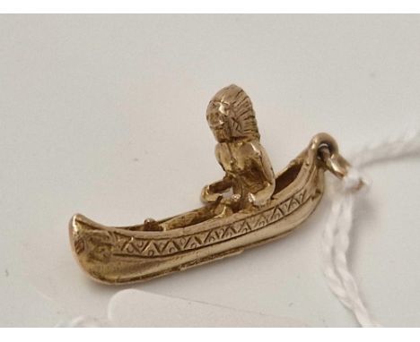 A Indian in canoe charm 9ct 3.2 gms