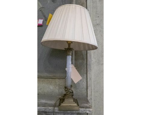 VAUGHAN TABLE LAMP, 68cm H overall including shade, glass and brass. 