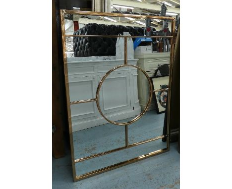 WALL MIRROR, 1960's French style, polished metal gilt frame, 120cm x 90cm. 