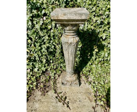 ARCHITECTURAL GARDEN PEDESTAL, in a distressed faux stone finish, 95cm x 30cm x 30cm. 