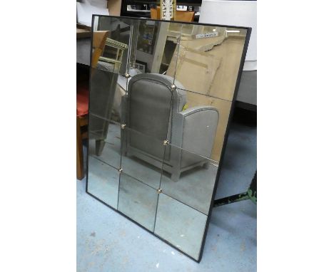WALL MIRROR, antiqued segmented plate, 100.5cm x 75cm. 