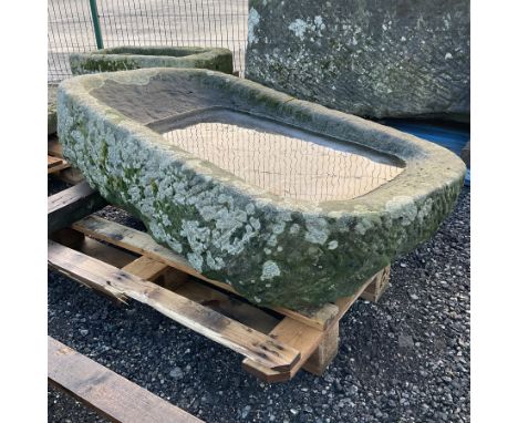 19th century large stone trough, dished shaped internallyDimensions: Height: 35cm  Length/Width: 140cm  Depth/Diameter: 75cmC