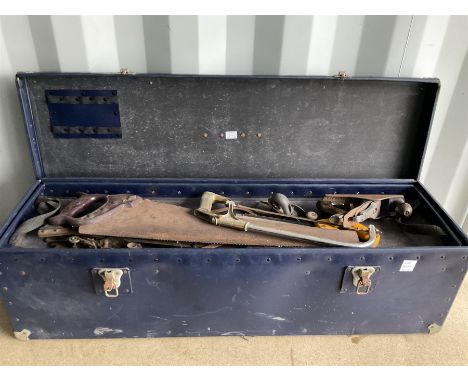 Two carry crates of hand and garden tools such as drills, saws, chisels etc.Dimensions: Height:&nbsp;30cm&nbsp; Length/Width: