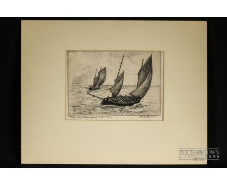 Hayley Lever (1876-1958) - 'Fresh Breeze', two sail boats, etching, signed in pencil lower right and inscribed 'St Ives, Lugg