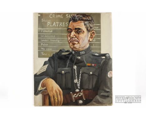 Alice Rebecca Kendall - portrait of a policeman, oil on canvas, signed A.R. Kendall lower right, unframed, 51 x 61cm approx.