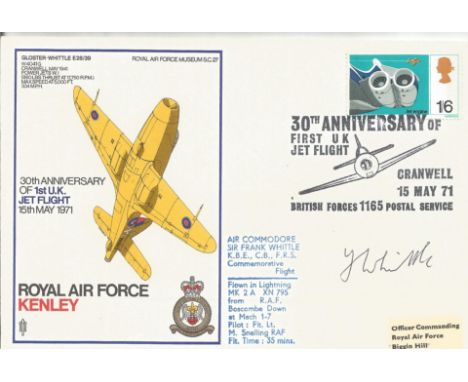 Jet Engine designer Frank Whittle signed RAF Kenley cover.  Good Condition. All autographs are genuine hand signed and come w