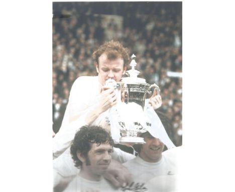 John Giles 1972, Football Autographed 12 X 8 Photo, A Superb Image Depicting Leeds United's Captain Billy Bremner Holding Alo