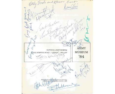 Only Fools and Horses signature piece Army museum A4 sheet signed by 13 cast members includes David Jason, Nicholas Lyndhurst