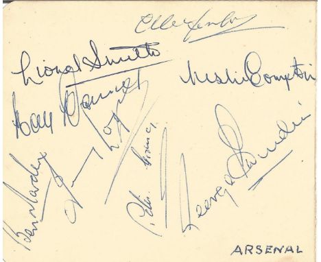 Arsenal FC signed album page from the 1950's. 8 signatures.  Good Condition. All autographs are genuine hand signed and come 